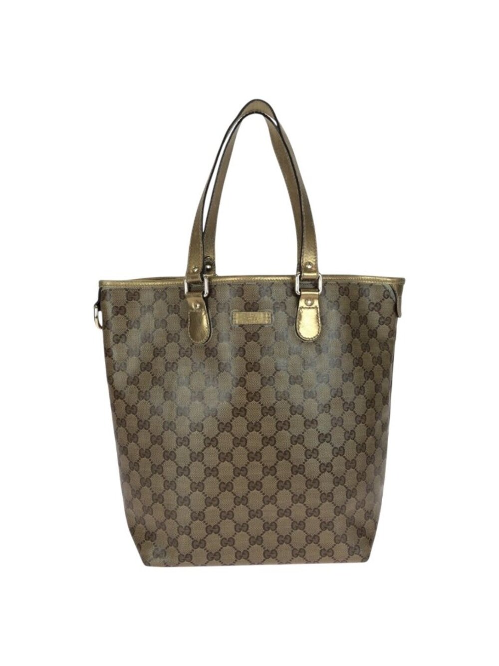 Gucci GG Crystal Beige Gold Tote Shoulder Bag
